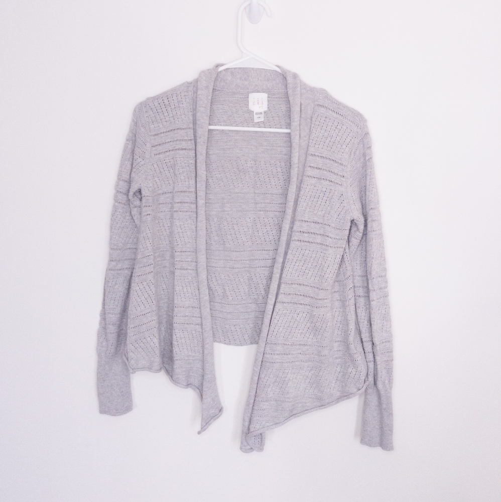 CRB Girls Open Front Sweater Gray Size 14 Cardigan Kids Top Spring